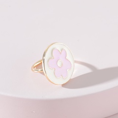 European and American fashion jewelry color drip oil flower ladies ring
