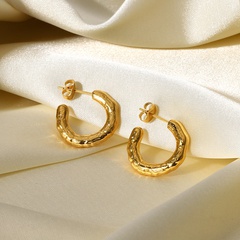 vintage geometric stainless steel lava C-shaped earrings jewelry wholesale