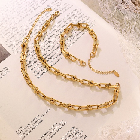 fashion U-shaped buckle bracelet necklace titanium steel Korean jewelry's discount tags