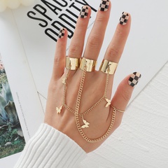 European and American fashion jewelry butterfly chain link ring