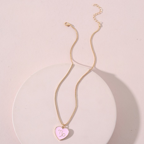 fashion jewelry drip oil heart-shaped constellation pendant copper necklace NHLU603281's discount tags