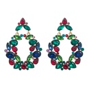 fashion hollow alloy colorful rhinestoneencrusted geometric earrings wholesalepicture11