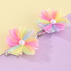 Korean fashion hair accessories colorful pearl flowers girls mesh hair clips