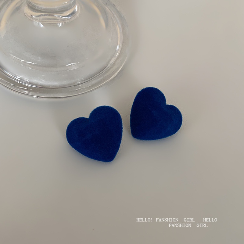 Korean style Klein blue flocking butterfly circle earrings