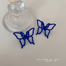 Korean style Klein blue flocking butterfly circle earringspicture10