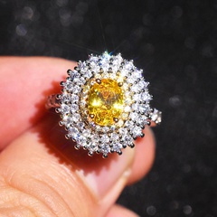 fashion moissanite ring imitation yellow diamond copper ring