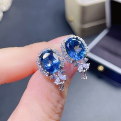Neue Mode-Imitation natürliche blaue Topas-Kupfer-Ohrringe