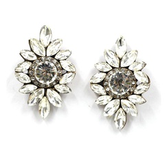 European and American style alloy diamond flower shape earrings