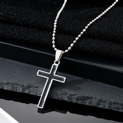 Vintage Contrast Color Cross Alloy Pendant Stainless Steel Necklace