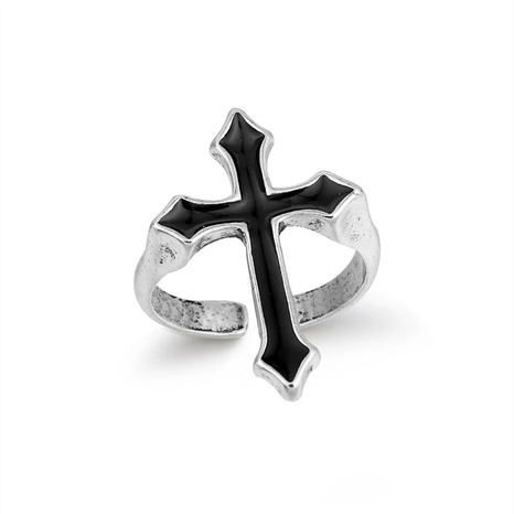 Bague en alliage gothique avec grande croix noire de style punk rétro's discount tags