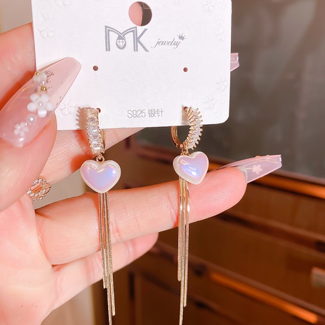 vintage long tassel heart pearl zircon copper earrings NHMKA603500's discount tags