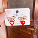 fashion copper hollow bow microset zircon heartshaped oil dropping earringspicture8