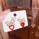fashion copper hollow bow microset zircon heartshaped oil dropping earringspicture11