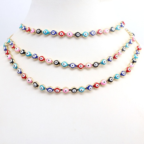 vintage color dripping oil devil's eye fashion eye collarbone chain necklace's discount tags