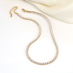 hip-hop jewelry micro-inlaid zircon single row copper necklace