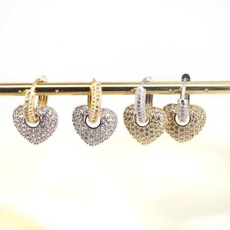 copper micro-set zircon earrings heart-shaped creative design female earrings's discount tags