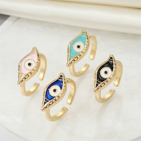 fashion color drop oil alloy eye ring retro devil eye opening alloy ring's discount tags