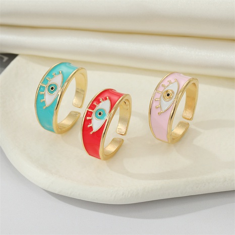 fashion retro alloy color Turkish drop oil ring devil eye alloy ring's discount tags