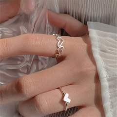 fashion hollow heart-shaped ring 2-piece creative opening ring alloy ring