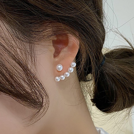 simple rear hanging pearl retro pearl earrings wholesale NHPJ603546's discount tags