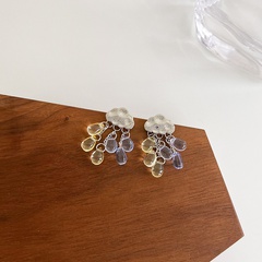 cute fashion glass water drop tassel cloud alloy earrings