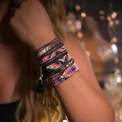 Bracelet de costume violet géométrique tissé à la main en perles de riz Miyuki ethnique simple vintage's discount tags