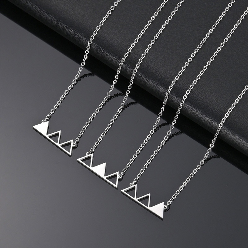 simple hollow triangle niche design stainless steel necklace jewelry