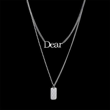 simple double-layer English letter Dear square stacking wear stainless steel clavicle chain NHHF603612's discount tags