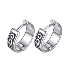 European and American style retro fashion wave embossed stainless steel earrings