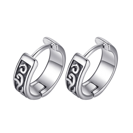 European and American style retro fashion wave embossed stainless steel earrings NHOP603651's discount tags