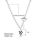 nouveau collier en alliage de coeur de grille noir et blanc  boucle OT simple crativepicture11