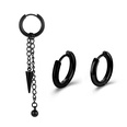New Creative Cshaped Stainless Steel Mens Stud Earrings Screw Tip Cone Chain Ear Clipspicture17