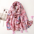 pink tropical plants flowers flowers cotton and linen braided shawl silk scarf ladiespicture12