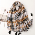 black horizontal strip handpainted line satin cotton linen beach towel shawl silk scarfpicture12