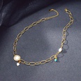 Vintage Hollow Chain Circle Pendant Turquoise Pearl Trend Titanium Steel Necklacepicture12