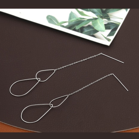 Pendientes largos de cobre con colgante doble ovalado simple's discount tags