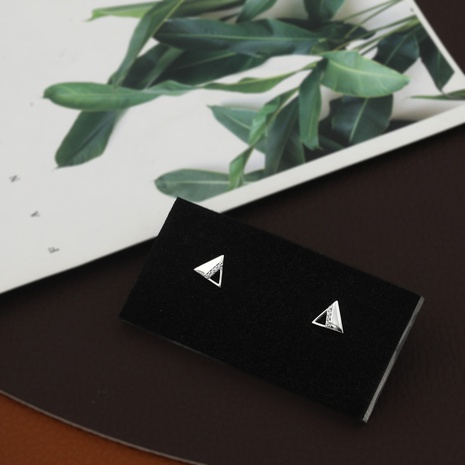Light luxury niche simple hollow triangle diamond copper earrings NHIK616780's discount tags