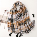 black horizontal strip handpainted line satin cotton linen beach towel shawl silk scarfpicture7