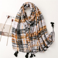 black horizontal strip hand-painted line satin cotton linen beach towel shawl silk scarf
