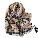 black horizontal strip handpainted line satin cotton linen beach towel shawl silk scarfpicture11