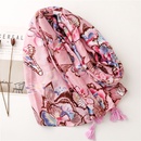 pink tropical plants flowers flowers cotton and linen braided shawl silk scarf ladiespicture9