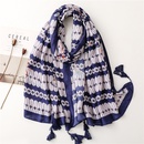 fashion blue oval lattice geometric satin cotton linen handmade shawl silk scarfpicture6