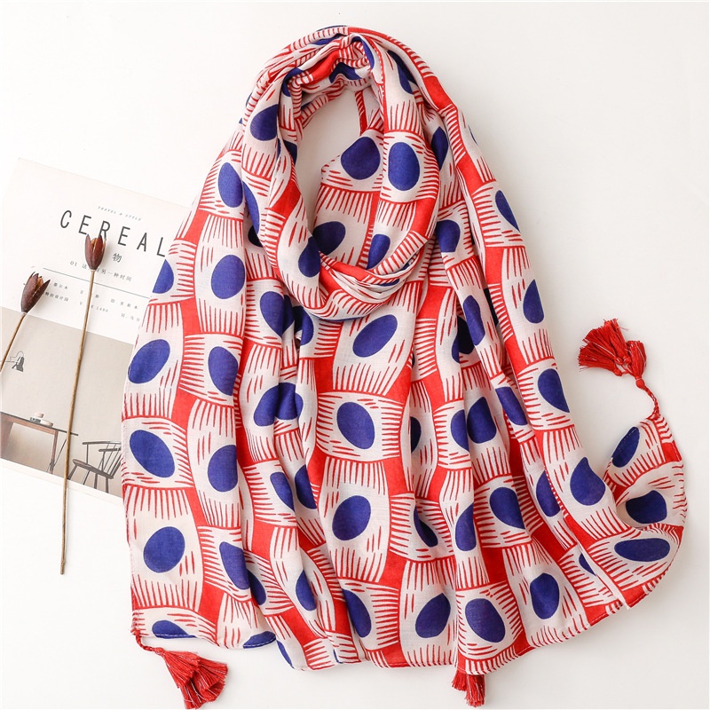 fashion red and blue oval cotton and linen satin cotton beach towel