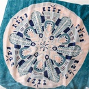 Ethnic Blue Satin Cotton Linen Hand Braided Beach Towel Shawl Silk Scarfpicture9