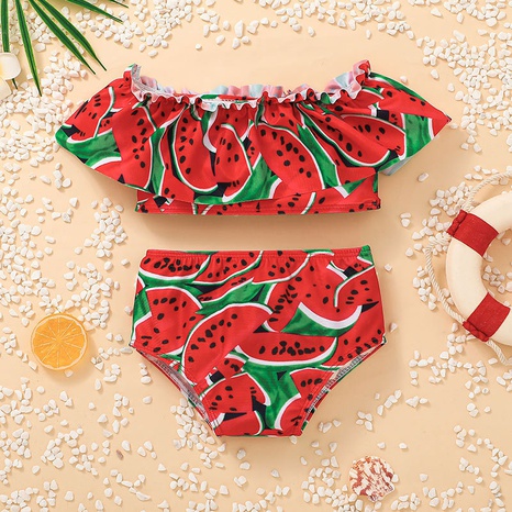 2022 Sommer Kinder Baby Split Badeanzug Anzug Wassermelone Muster Bikini Badeanzug's discount tags