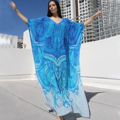new oversized cotton positioning flower loose beach coat robe bikini blouse