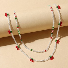 Korean creative fruit resin cherry necklace set