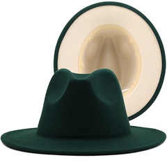 retro wool top hat double-sided blocking felt women's flat-brimmed jazz hat