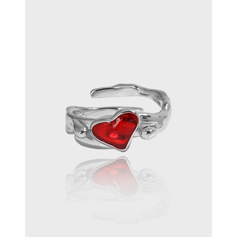 Korean niche design heart-warming heart lava S925 sterling silver open ring female NHFH606138's discount tags