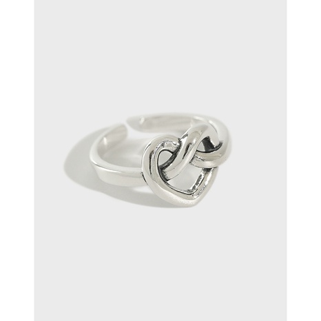 Korean S925 sterling silver ring retro heart-shaped knotted ring  NHFH606143's discount tags